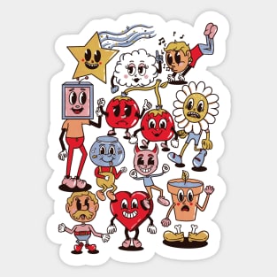 Vintage Cartoon Dudes Sticker